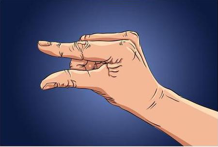 hand with finger and thumb pinching