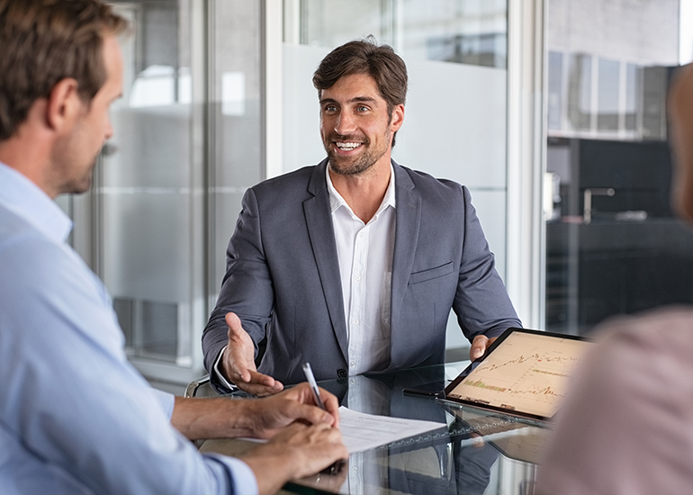 Confident young male business consultant