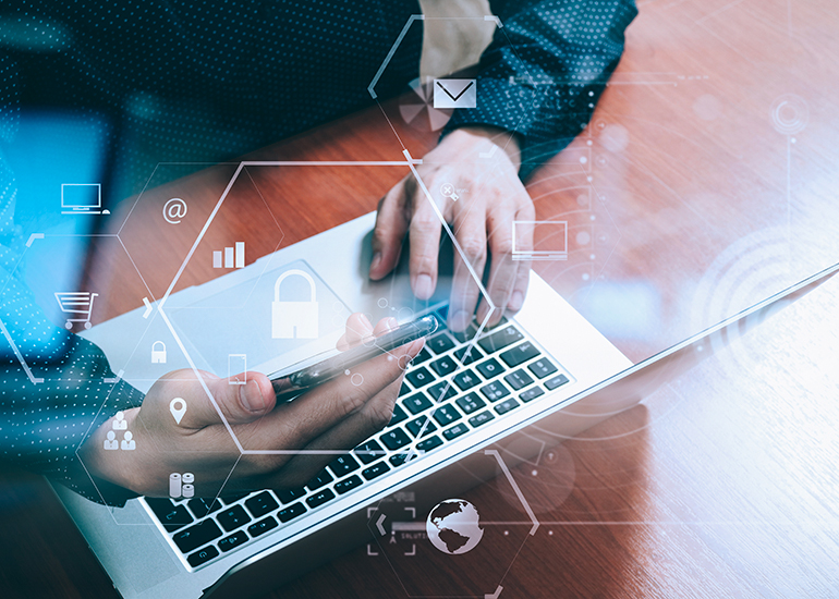 Cybersecurity for customer using laptop