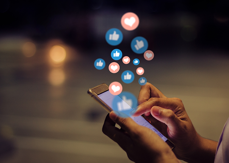 Using social media on phone