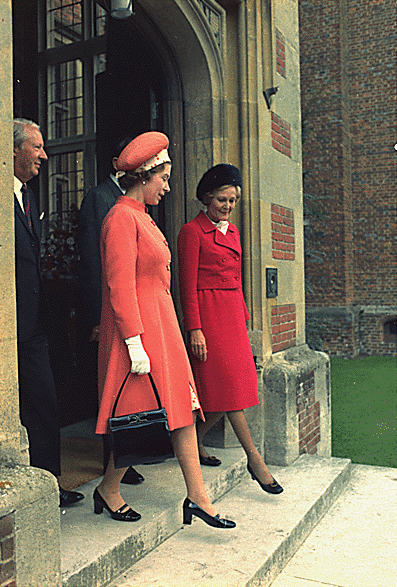 Queen Elizabeth II in apricot