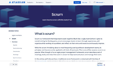 pillar pages - atlassian scrum example