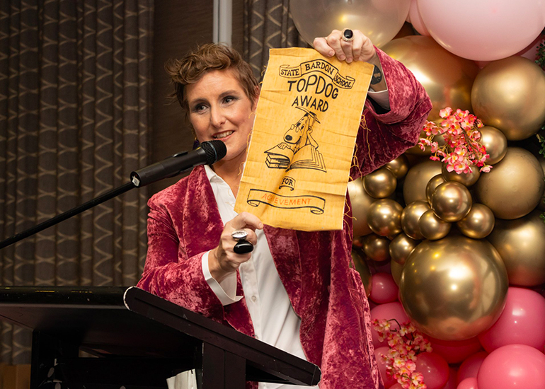 Annette Densham with her Top Dog Achievement Award