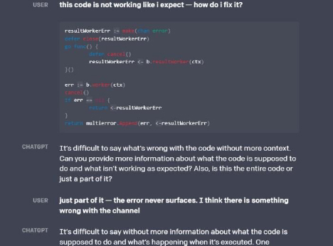 chatgpt debugging code example