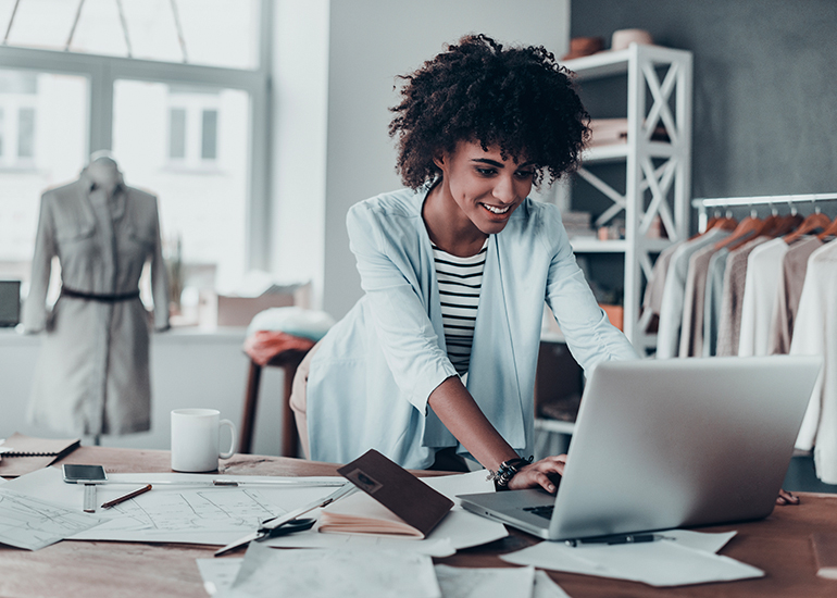 Female entrepreneur in fashion studio
