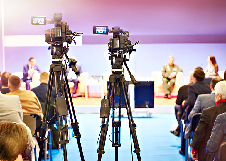 Video cameras at business event