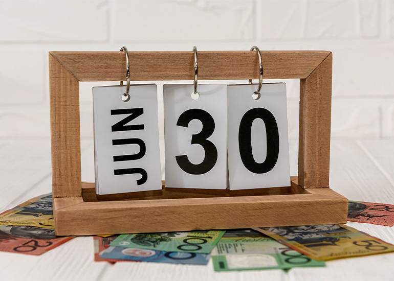 tax time EOFY - calendar nshowing June 30