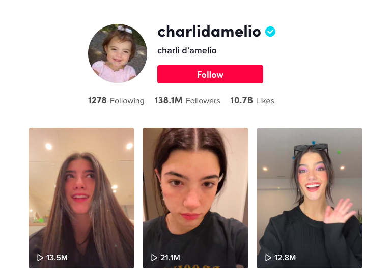Charli D’Amelio ok TikTok