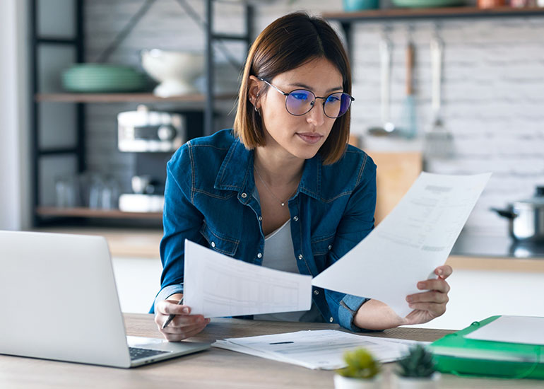 woman making a professional invoice