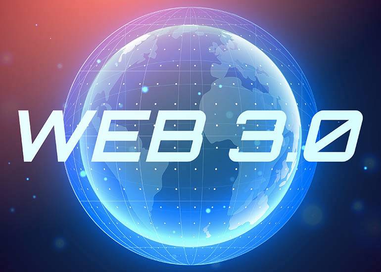 Web 3.0 or Web3 text over graphic globe background