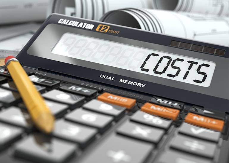Calculator with the word COSTS on the screen