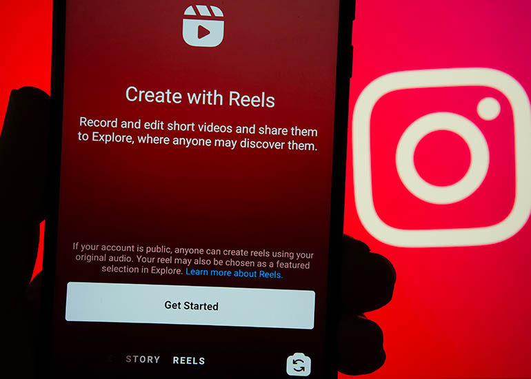 Instagram Reels upload page on phone screen