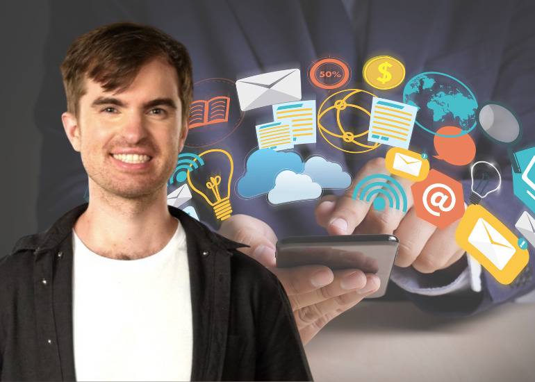 Tom Willis inset on digital marketing background