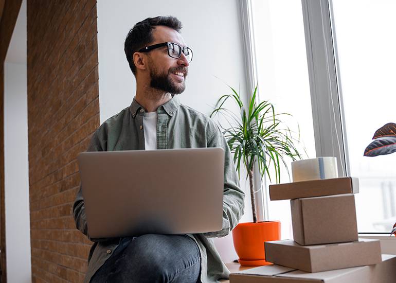 man with laptop