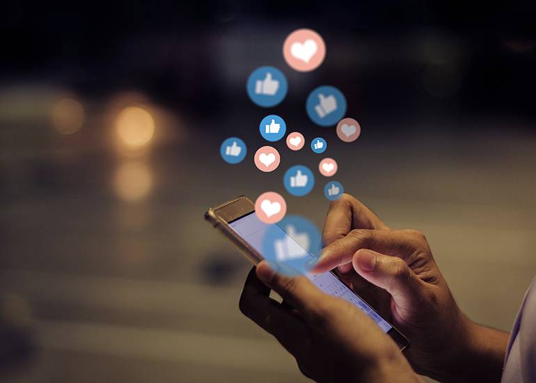 Using social media on phone