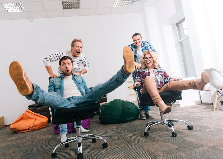 fun office chairs race
