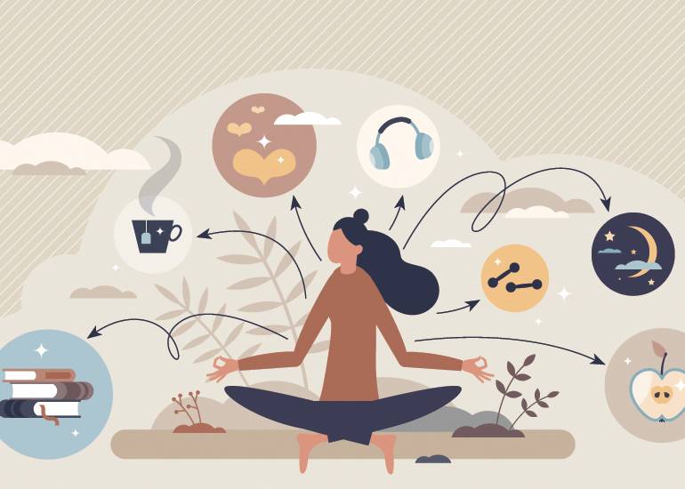Self care personal health habits graphic cartoon
