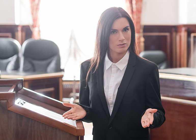 Female lawyer in court