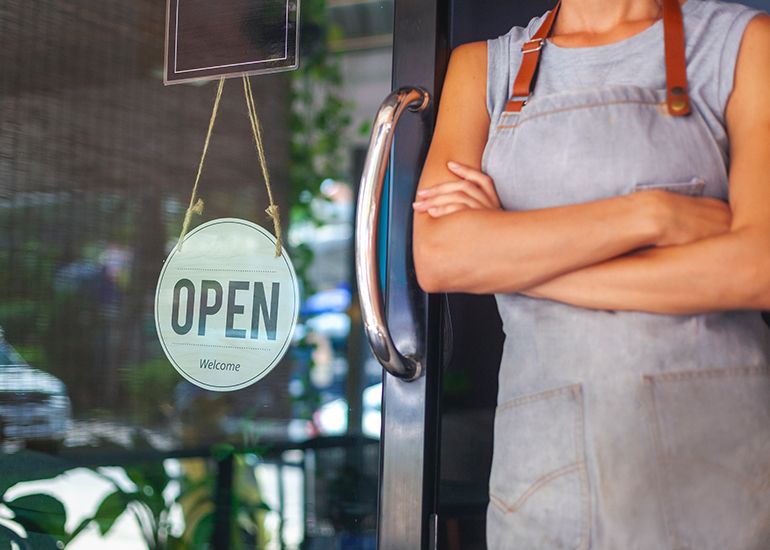 open sign in shopfront