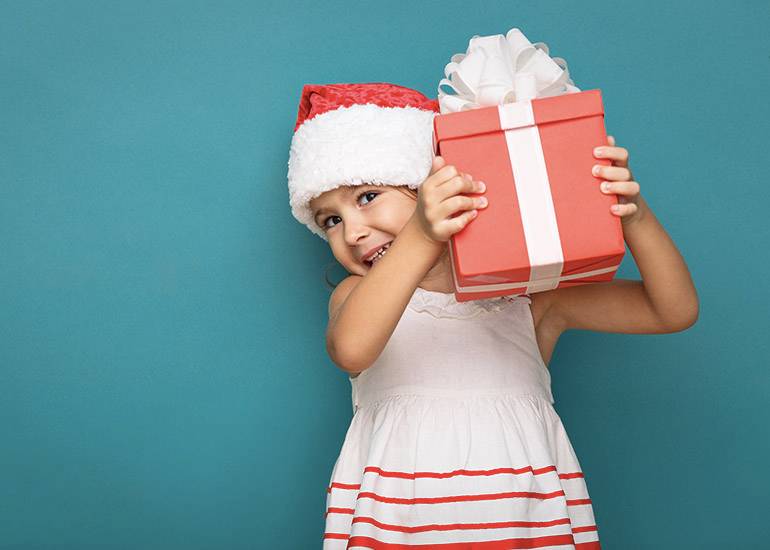 Young girl with christmas gift