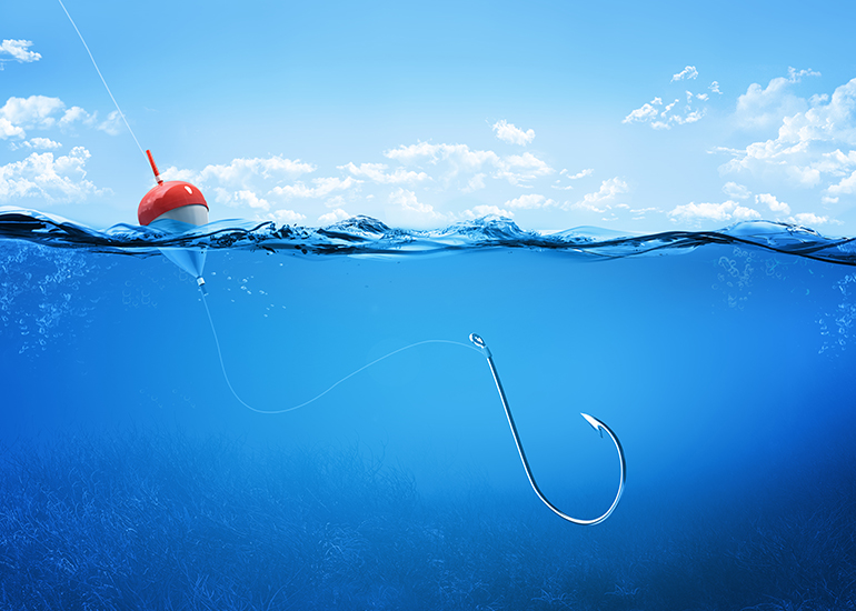 fishing hook in the ocean