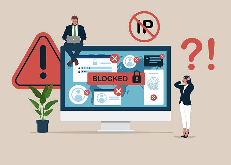Graphic depicting workers locked out of digital accounts