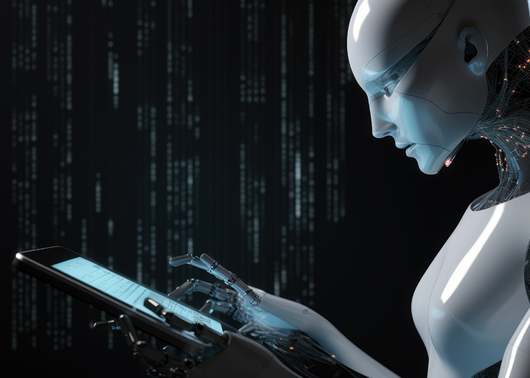 AI robot using tablet