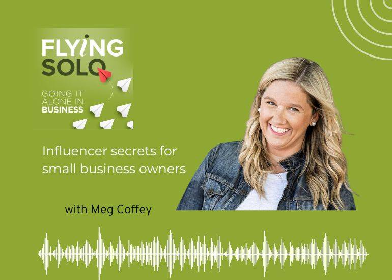 Flying Solo podcast graphic Meg Coffey