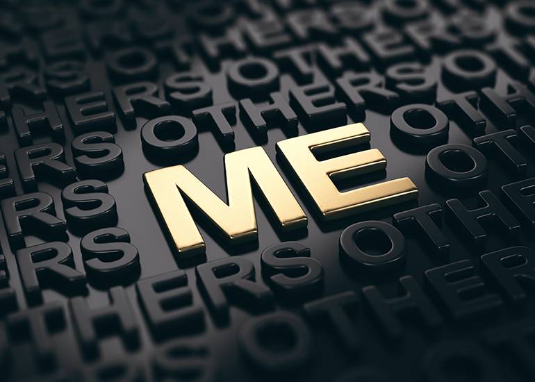 array of typeset letters centre letters spell out ME in caps. Personal brand on LinkedIn
