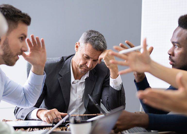 worried man dealing with business dispute